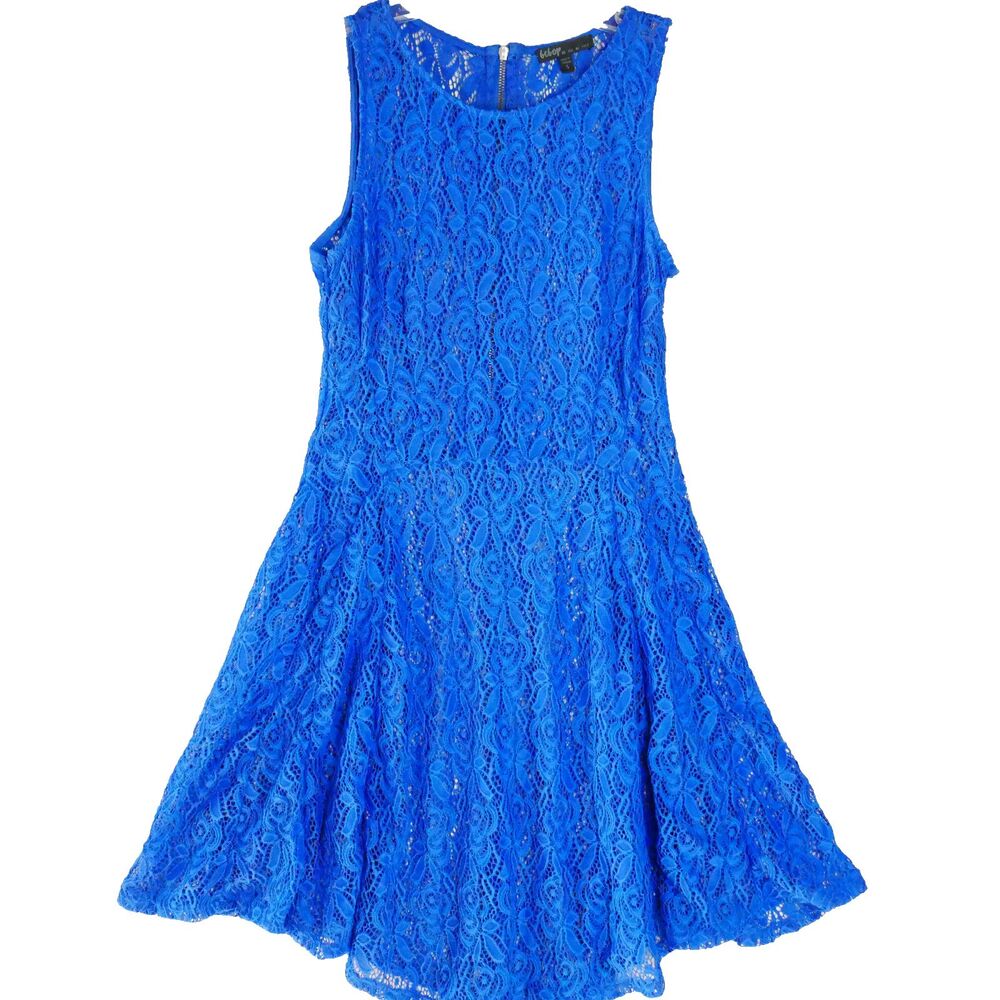 Bebop Womens  Size S Love Poem Crochet Lace Royal Blue Knee Length